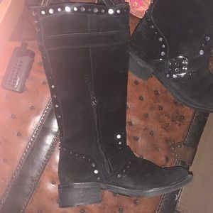 Suede studded boots